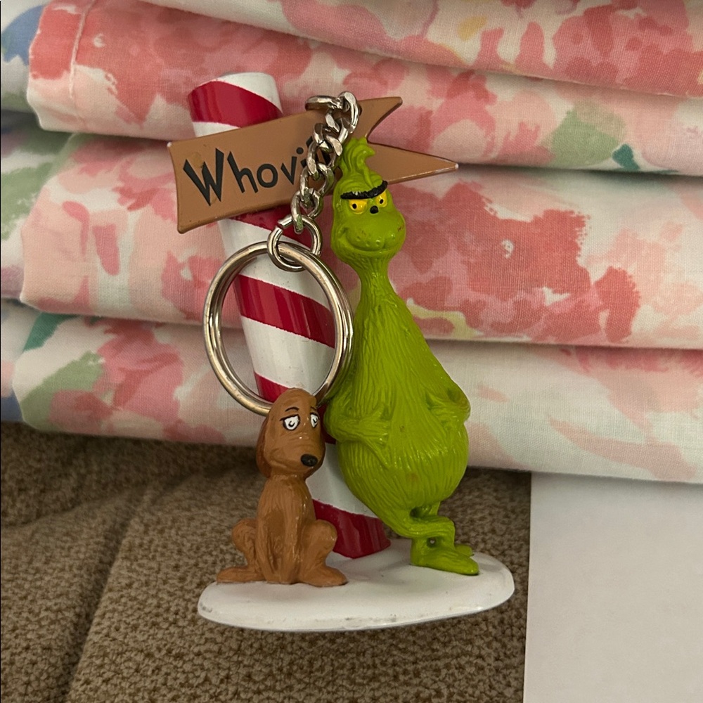 Dr. Suess Grinch and Max Dog Whoville Christmas “North Pole” Keychain Key Ring